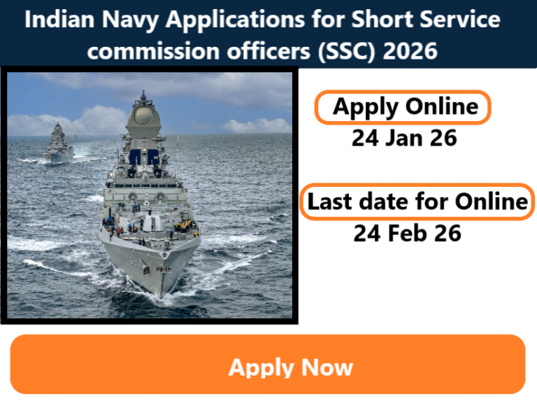 Indian Navy Applications for Short Service commission officers (SSC) 2026